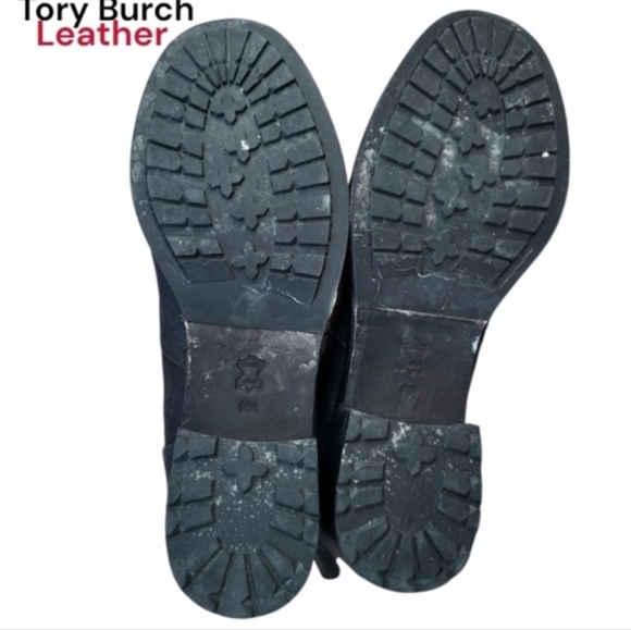 Tory Burch Selena Black Leather Distress Metallic Ankle Boot Dress Shoe Women 9 - Picture 8 of 9